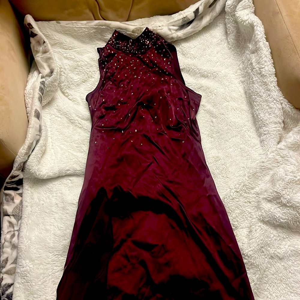 Small  burgundy, lyrical, contemporary dress